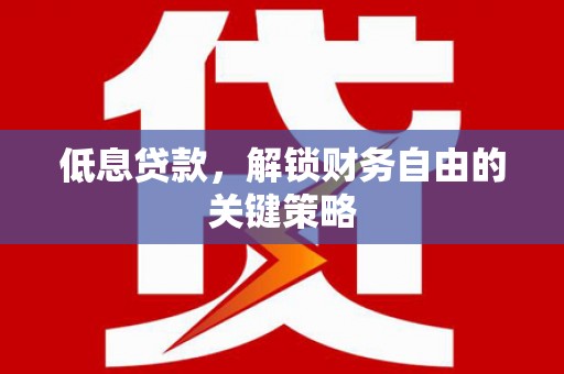 蒲城低息贷款，解锁财务自由的关键策略