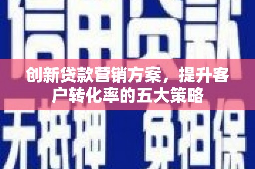 蒲城创新贷款营销方案，提升客户转化率的五大策略