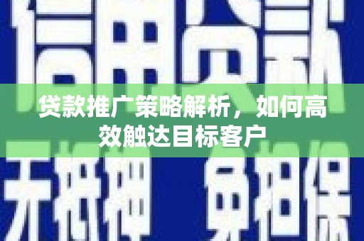 蒲城贷款推广策略解析，如何高效触达目标客户