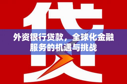 蒲城外资银行贷款，全球化金融服务的机遇与挑战