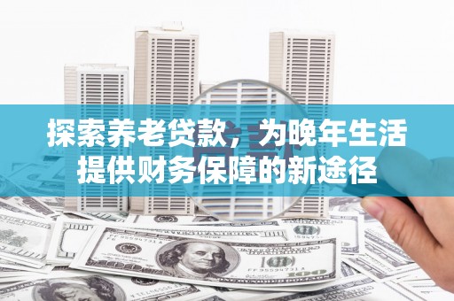 蒲城探索养老贷款，为晚年生活提供财务保障的新途径