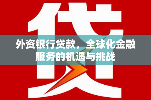蒲城外资银行贷款，全球化金融服务的机遇与挑战