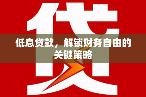 蒲城低息贷款，解锁财务自由的关键策略