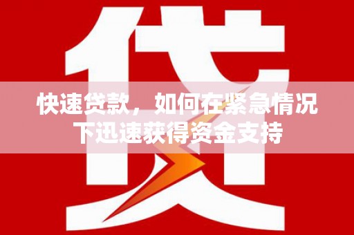 蒲城快速贷款，如何在紧急情况下迅速获得资金支持