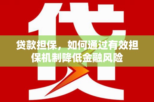 蒲城贷款担保，如何通过有效担保机制降低金融风险